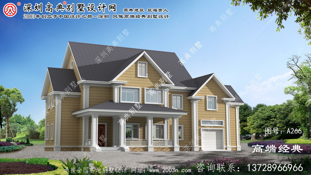浙江省布局合理的两层美式风格别墅设计图