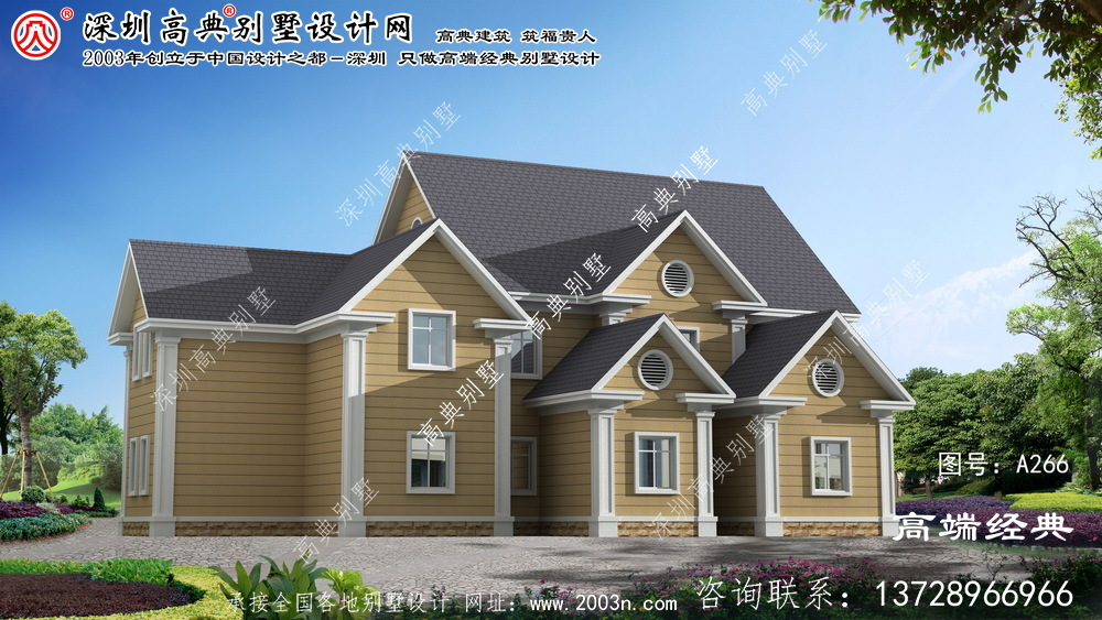 浙江省布局合理的两层美式风格别墅设计图
